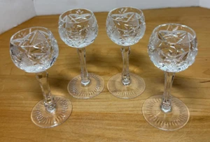 Vtg 4 Cut Glass Clear Stemmed CORDIAL / SHERRY Stemmed Goblets 1 oz. BEAUTIFUL! - Picture 1 of 5