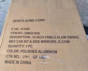 ZENITH HOME CORP. 15 " ALUM SWING MEDICINE CABINET AND SIDE MIRRORS - Picture 1 of 1