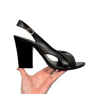 Vintage Lagerfeld Couture 1980er architektonisch spitz Slingback Leder Absatz 8,5 - Bild 1 von 14
