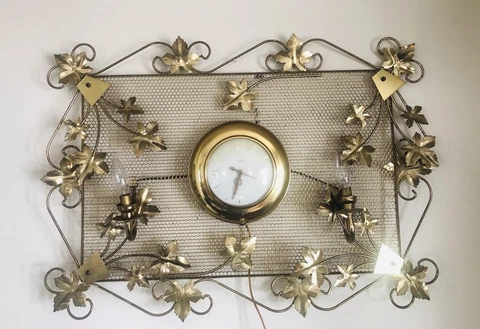Vintage United Electric Wall Clock Maple Leaf  Working Clock & Lighting Cover