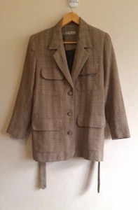 Kerry Mcgee Ladies 10 S Jacket Tweed Check Vintage 90s Warm Tones POW Houndstoot - Picture 1 of 24