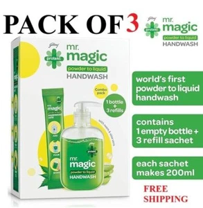 NEW Godrej Protekt magic Powder-to-Liquid Handwash-3 Bottle+9 Refills 200ml Each - Picture 1 of 19
