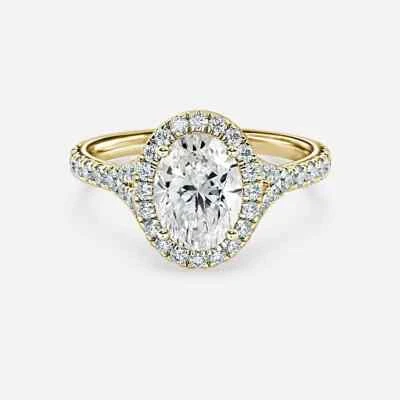 IGI GIA Lab Grown Diamond Engagement Ring 1.40 Ct Oval Cut 14K Yellow Gold - Image 1 of 4