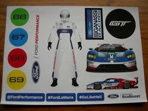 FORD GT CHIP GANASSI LE MANS 2017 OFFICIAL A4 STICKER SET - Picture 1 of 1