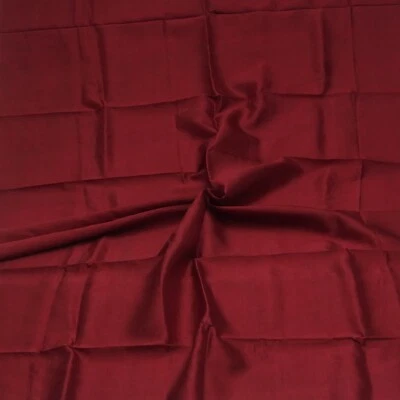 Vintage Red 100% Pure Silk Handloom Plain Sari Remnant 4YD Craft Fabric Scrap - Image 1 of 4