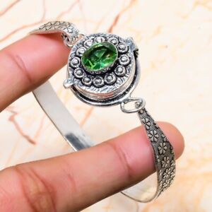 Poison Tsavorite Gemstone Handmade Gift Cuff Jewelry Bangle 7-8" k731