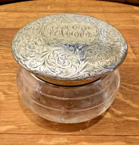 Antique Cut Glass Dresser/Vanity Jar Hallmarked English Sterling Silver Lid - Picture 1 of 22