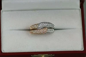 Ladies Two Tone 14kt Rose and White Gold Diamond Pave Ring - Picture 1 of 8