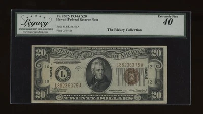 DBR 1934-A $20 FRN Hawaii Fr. 2305 Legacy XF-40 Serial L88236375A - Image 1 of 2