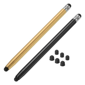 2pcs Stylus Pens for Touch Screens with 6 Extra Tips Gold Black - Photo 1/7