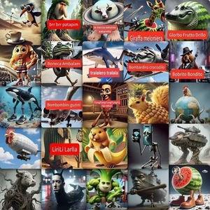 65 Stck. Brainrot Cartoon Aufkleber Pack wasserdicht lustig KI Sammelalbum Memes UK rot - Bild 1 von 5