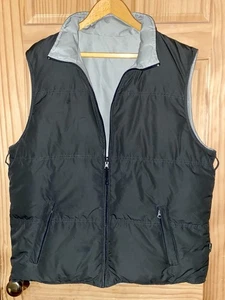 EDDIE BAUER Men XL Tall Goose Down Filled Reversible Full Zip Puffy Quilted Vest - Picture 1 of 24