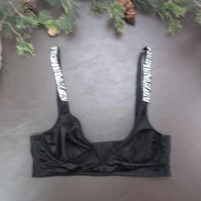 Nuevo Sujetador Elegante para Mujer Negro Correas de Cebra Ajustable Inalámbrico Sin Forro Sumergir Foto 1 de 4