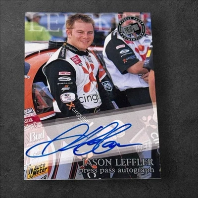 Jason Leffler PACK DE COLECCIÓN TIRADO NASCAR tarjeta firmada 2001 PRESS PASS AUTÉNTICOS Foto 1 de 2