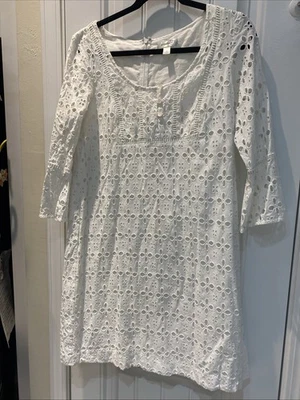 Vestido Granero Blanco 14 Ojales Encaje Forrado Manga 3/4 0583 Foto 1 de 4