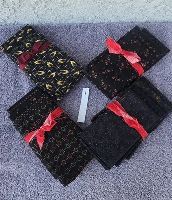 Lote de 16 cuartos de grasa vintage de tela de edredón de algodón paquete varios negros (#1) Foto 1 de 4