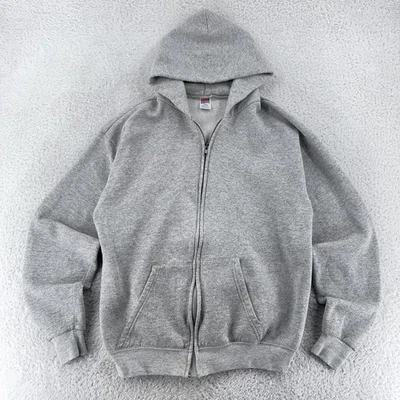 Винтажная мужская толстовка с капюшоном Soffe серая на молнии средний размер сделано в США спортивная 90-е - Изображение 1 из 4