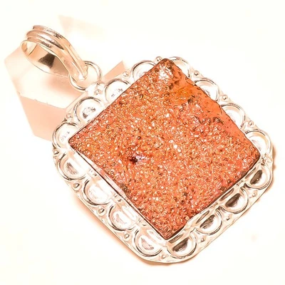 Colgante de joyería de diseño antiguo de regalo hecho a mano de piedras preciosas druzy de titanio 2" K708 Foto 1 de 3