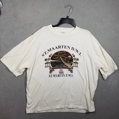 Vintage St Maarten St Martin Shirt Mens XL Caribbean Island Tourist Tee 90s - Image 1 of 4