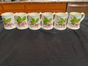 RARO! Jarra de Navidad pintada a mano Laurie Gates Los Angeles x6 - Imagen 1 de 8