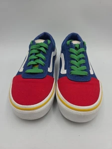 VANS YOUTH Größe 1 Old Skool Colorblock Schuhe Blau Grün Rot Gelb Weiß Y2K 90er Jahre - Bild 1 von 7