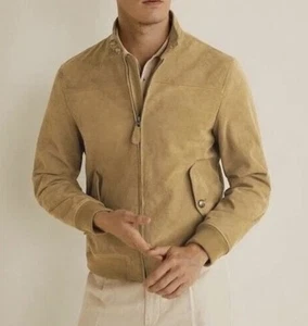 Men's Medium Suede Leather Bomber Aviator Jacket by MNG Mango - Picture 1 of 11