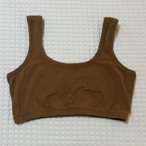 ARQ Full Coverage Bra Bralette Organic Cotton Brown Women’s Size Medium - Picture 1 of 7