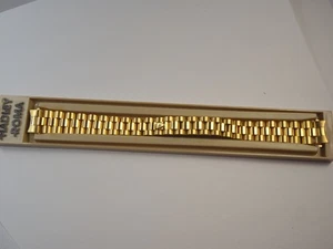 HADLEY ROMA Ladies Watch Band GOLD Micron 13mm Lug Deployant Clasp Curved NOS - Picture 1 of 17