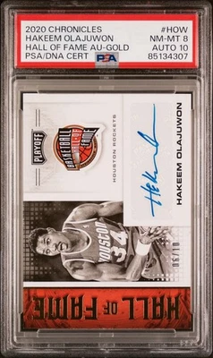 2020-21 Panini Chronicles Hall of Fame Autographs Hakeem Olajuwon Gold Auto /10 - Image 1 of 2
