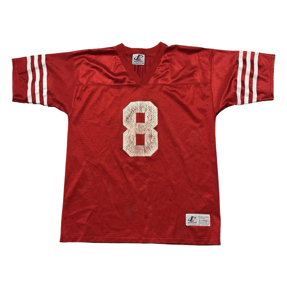 老式旧金山49人队球衣青少年XL 18-20红色NFL史蒂夫杨90年代 — 第 1/4 张图片