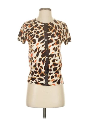 Blusa de seda AK Anne Klein feminina marrom manga curta P - Imagem 1 de 4