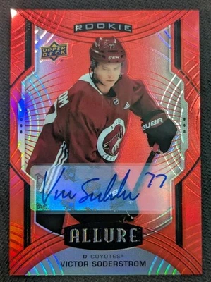 2020-21 UD Allure Red Rainbow Auto rookie Victor Soderstrom #130 Coyotes RC card - Image 1 of 2
