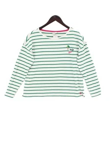 Joules Women's Top UK 10 White Striped 100% Cotton Long Sleeve Round Neck Basic - Picture 1 of 5