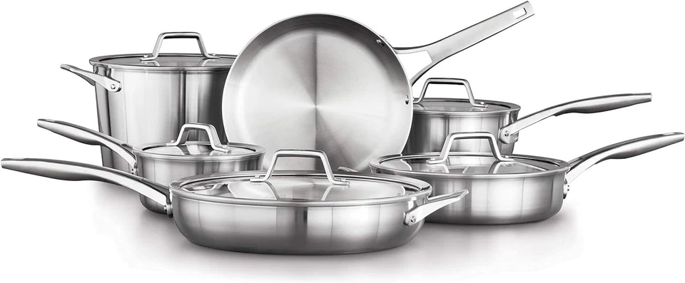 Calphalon 1874301 Tri-Ply Stainless Steel Cookware Set - 10 Pieces