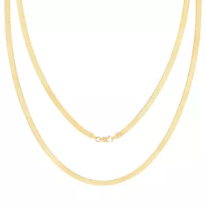 10K Yellow Gold Solid Womens 4mm Silky Herringbone Flexible Chain Necklace 18" - Picture 1 of 11