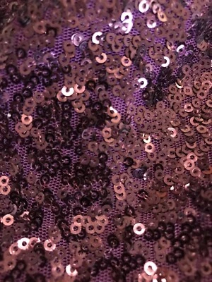 60” Deep Purple Sequin Fabric Glitters Sequins Purple Full Sequin O Mesh Fabric - Image 1 of 4