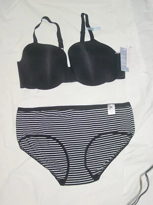 Ambrielle Camiseta Negra Sujetador Push Up Hipster Undie Set-40D/XXL-NUEVO NUEVO CON ETIQUETAS Foto 1 de 4