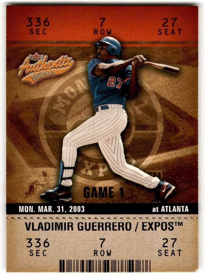 2003 Fleer Authentix Vladimir Guerrero #36 Montreal Expos - Image 1 of 2