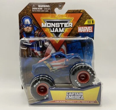 Monster Jam Marvel Capitán América Serie 1 con Bandera del Equipo 2024 Escala 1:64 MARVEL Foto 1 de 3