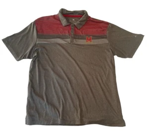 Colosseum Mens size XL Maryland Terrapins Wicking Polo Gray Red Stripe - Picture 1 of 7