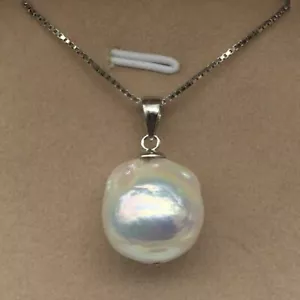 Collar de perlas barrocas por goteo Keshi Keishi natural 13-14 blanco inusual 18" - Imagen 1 de 3