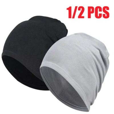 1/2 Pack Winter Beanie Hat Windproof Thin Fleece Beanie Men Women's Warm Hat Cap - Image 1 of 4