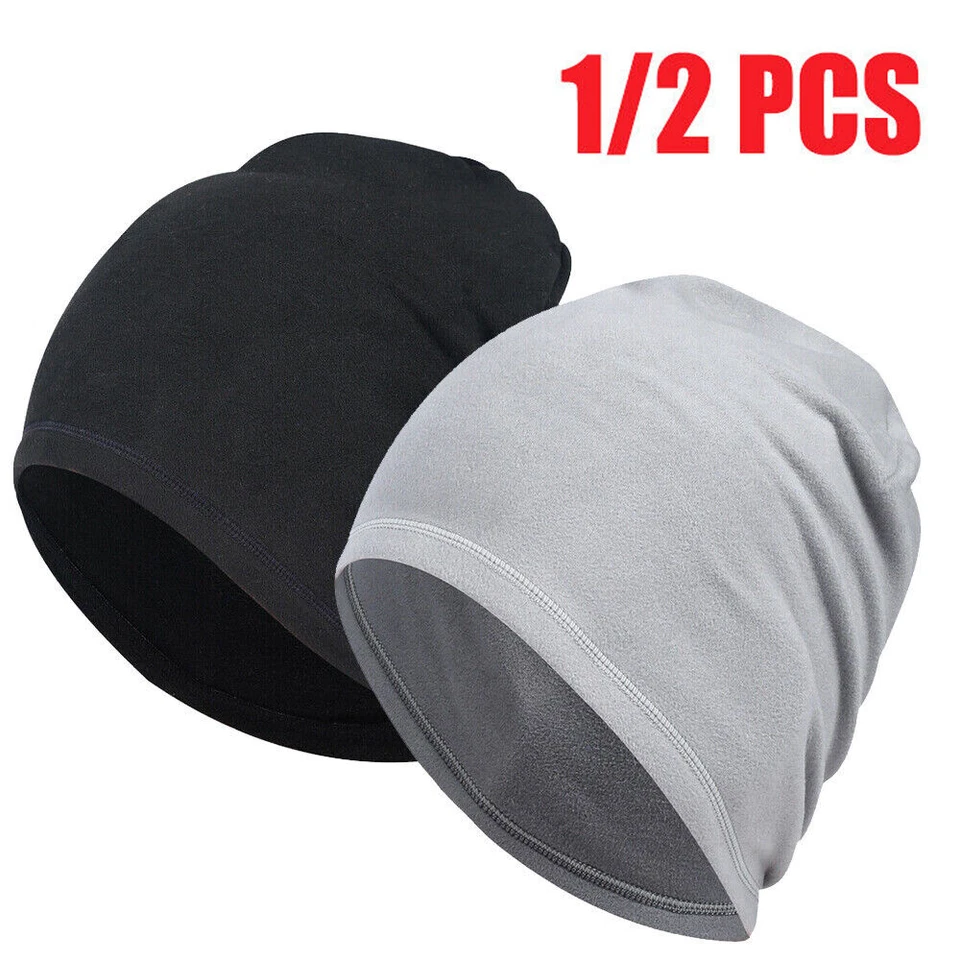 1/2 Pack Winter Beanie Hat Windproof Thin Fleece Beanie Men Women's Warm Hat Cap - Image 1 of 4
