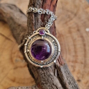 Amethyst Gemstone Necklace, Handmade Silver Gemstone Jewelry, Anniversary Gift - Picture 1 of 8