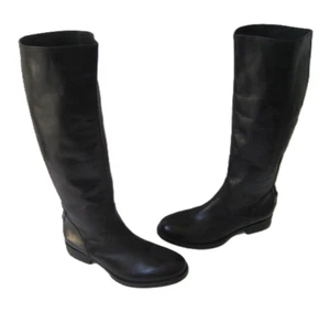 VERA WANG LAVENDER BLACK LEATHER KNEE HIGH BOOTS US 6 EUR 36 ITALY  FREE S/H - Picture 1 of 11