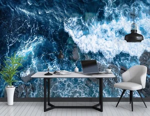 3D Ocean Waves G7961 Wallpaper Wall Murals Removable Self-adhesive Honey - Picture 1 of 11