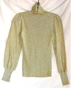 Vintage lightweight, very fine knit Lurex sweater, turtleneck, size Small - Picture 1 of 3