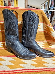 FINE LUCCHESE 2000 HANDMADE SIZE 12 ROMA CORD BLACK GOAT MENS COWBOY BOOTS - Picture 1 of 18