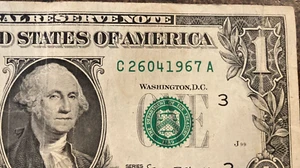 April 26, 1967 : C 26041967 A BIRTHDAY $1 One Dollar Bill Fancy Serial Number - Picture 1 of 4