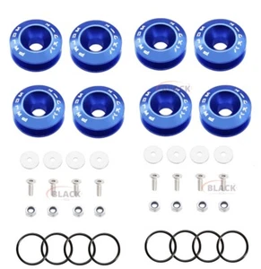 Blue Aluminum Quick Release Fasteners Kit For Car Bumper & Trunk Hatch 8pcs - Picture 1 of 8